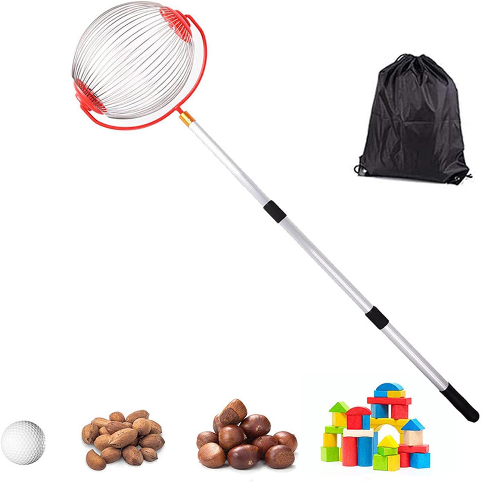 Ramasseur de noix, Rouleau Ramasse Noix Châtaignes Noix Réglable et Léger 48 à 105 cm, Cueilleurs de Fruits, Outils Ramassage Rouleau Noix pour Les Noix, Les Pruneaux, Les Golf, Taille de 2 à 5 cm