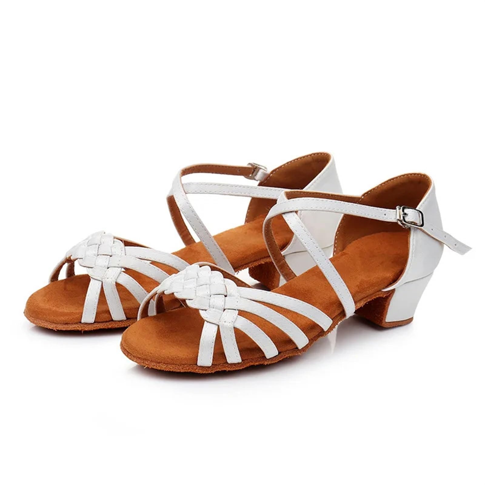Scarpe da Ballo Latino Scarpe da Ballo for Bambini Sandali for Ragazze Bambini Sala Tango Salsa Ballo Latino con Tacco Basso for for(White,35)