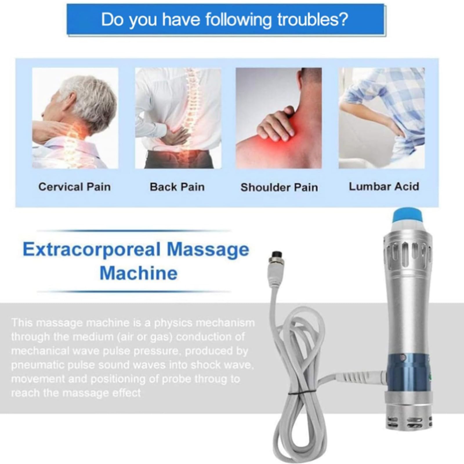 Máquina De Terapia De Ondas De Choque Instrumento De Terapia ED Portátil De Masajeador Muscular Adecuado Para El Tratamiento De La Disfunción Eréctil, Dispositivos De Relajación, Fácil De Usar
