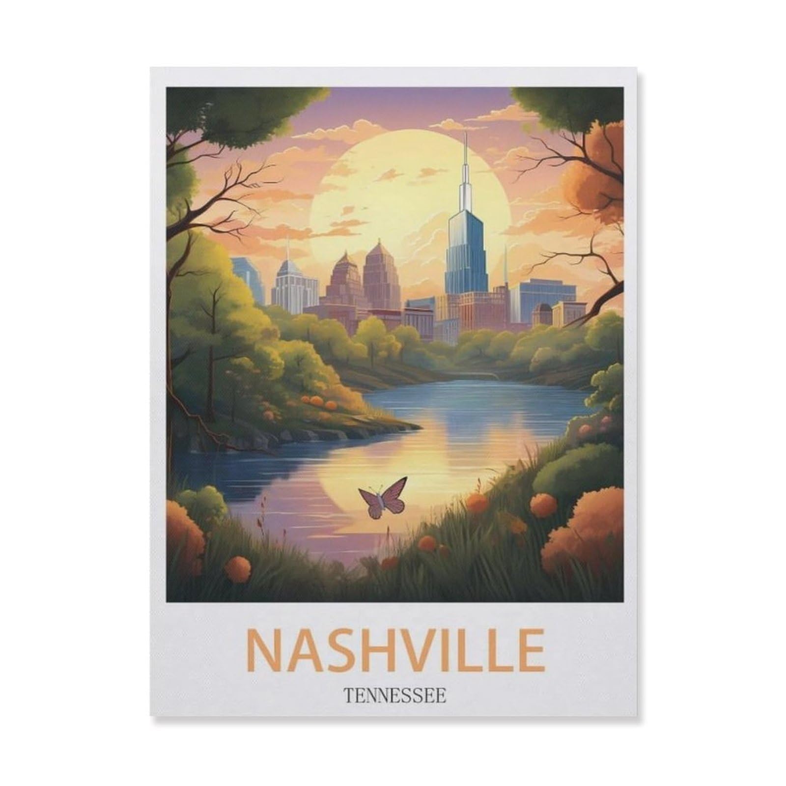 Nashville Tennessee，Retro Metal Tin Sign Vintage Sign For Home Coffee Wall Decor(15x30cm）6x12 inch-EI63