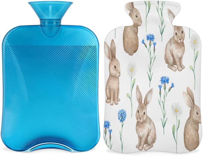 Rabbit Hot Water Bottle with Fluffy Cover, 2L Large Capacity Hot Water