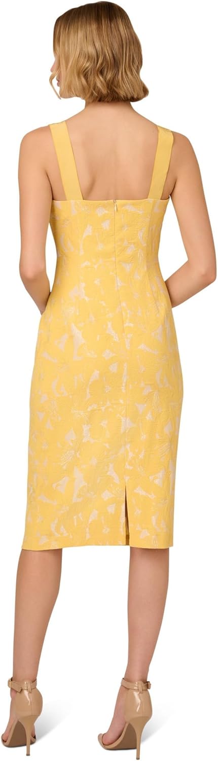 Adrianna Papell Womens Hibiscus Jacquard Tucked Dress