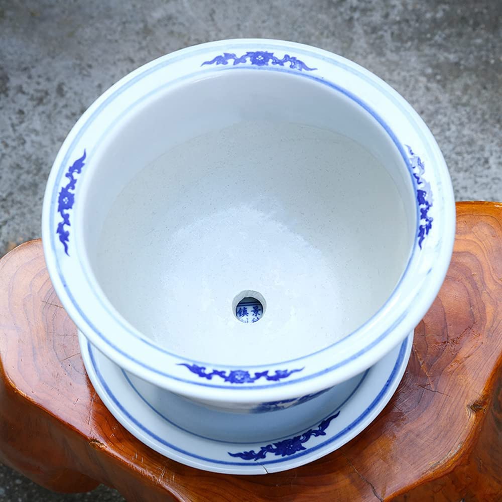 Ręcznie malowana niebieska i biała porcelanowa doniczka na rośliny, doniczka, ceramiczna doniczka na sukulenty, orientalna doniczka na rośliny, biała ceramiczna doniczka na rośliny doniczkowe