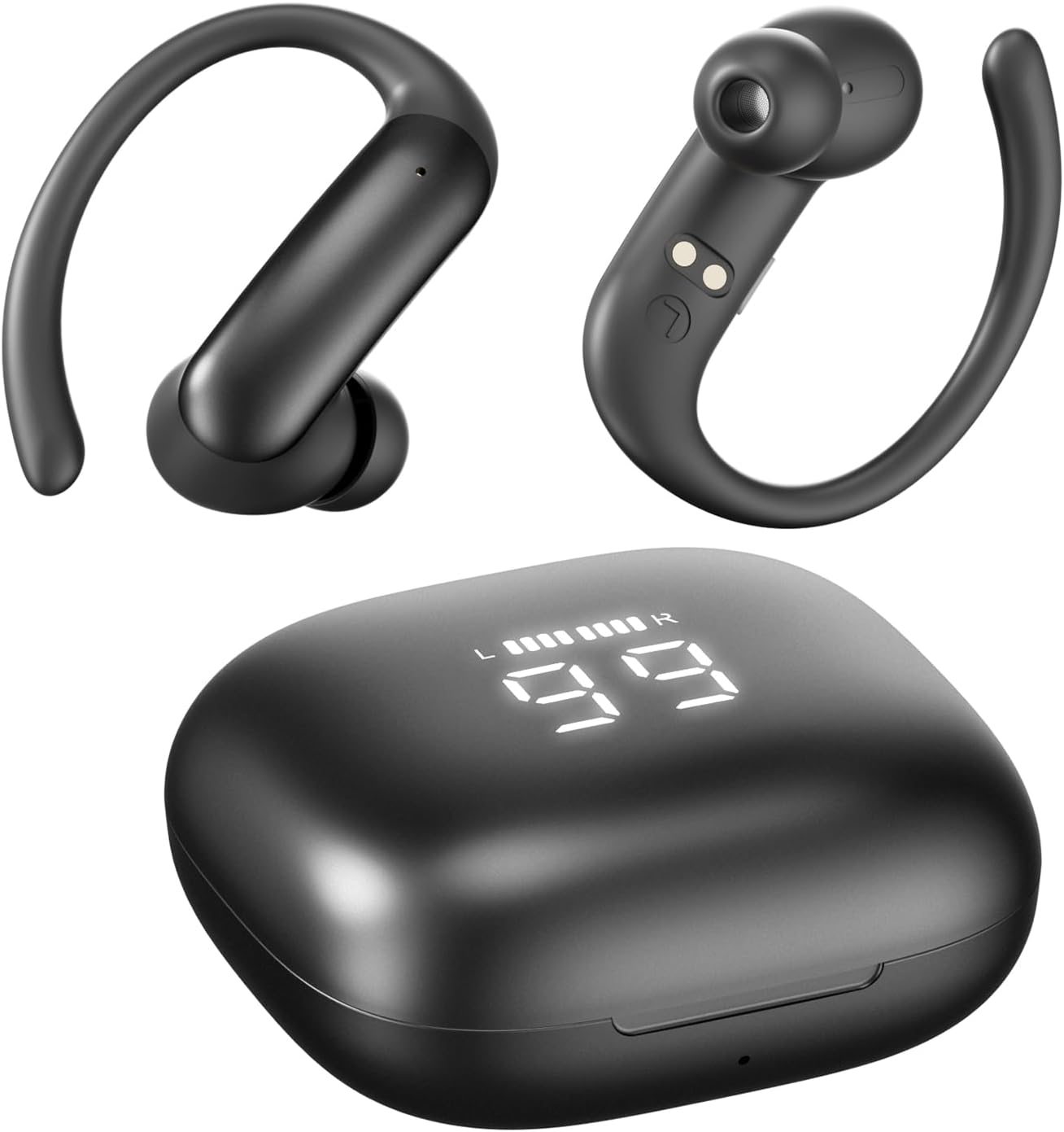 Wireless Earbuds with Ear Hooks Bluetooth 6.0 Headphones,48H Playtime,Over Ear Buds with LED Power Display,IPX6 Waterproof for Sport Workout Running (Black) - Image 8