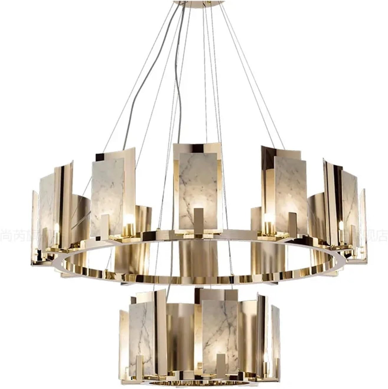 Modern Led Natural Marble Ceiling Chandelier Villa Chandelier Atmosphere Lamp High-End Living Room Dining Room Chandelier(100Cm 10Heads)/ Color/60Cm 6Heads