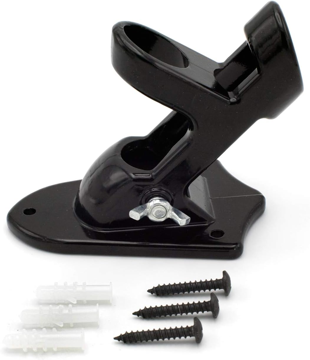 Heavy-Duty Aluminum Flag Pole Holder Mounting Bracket - 2-Position Wall Mount Kit with Stainless Steel Hardware - Rust-Free & Powder Coated Finish - Fits 1 Inch Diameter Flag Poles (Matte Black)