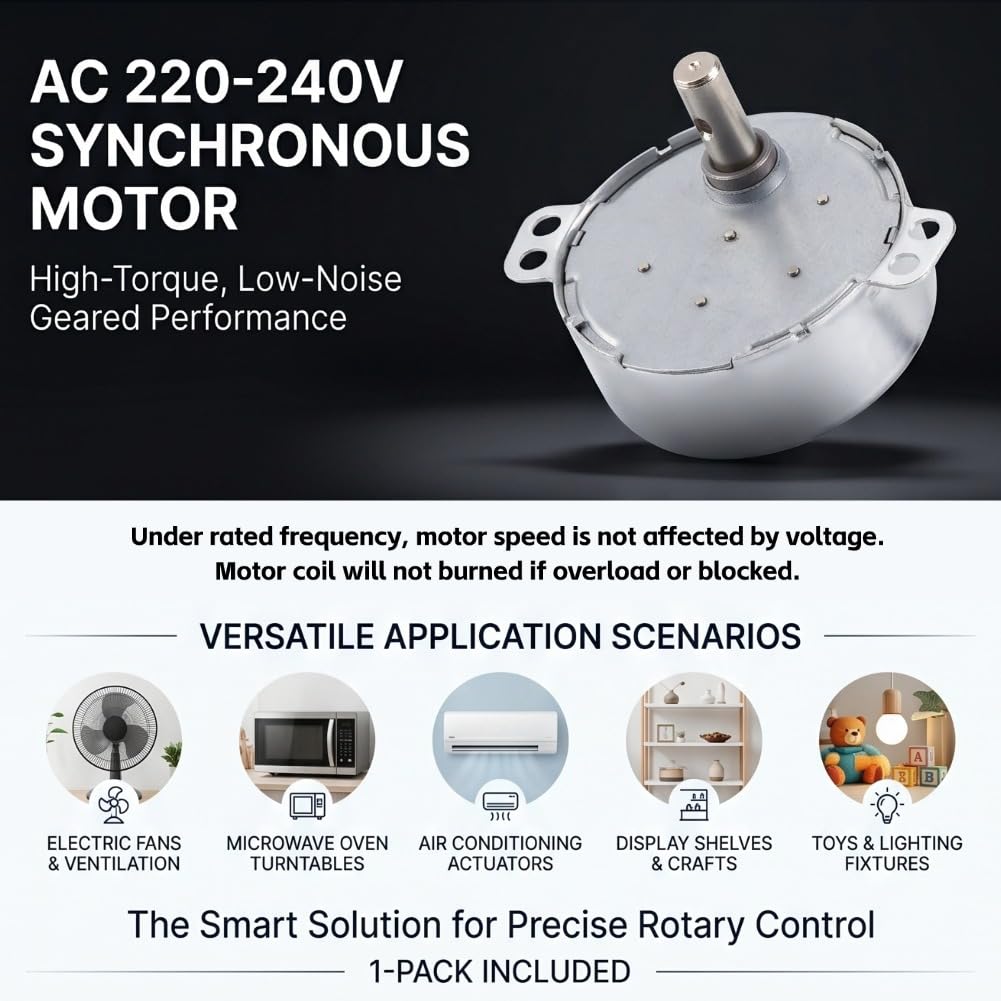 drehbar Synchronmotor 50/60 Hz Frequenz AC 220~240V Getriebemotor CW/CCW 4W Mikrowelle (5-6 obr./min)