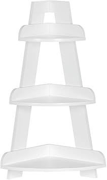 RiverRidge Kids 3-Tier Corner Ladder Display Wall Bookshelf, White
