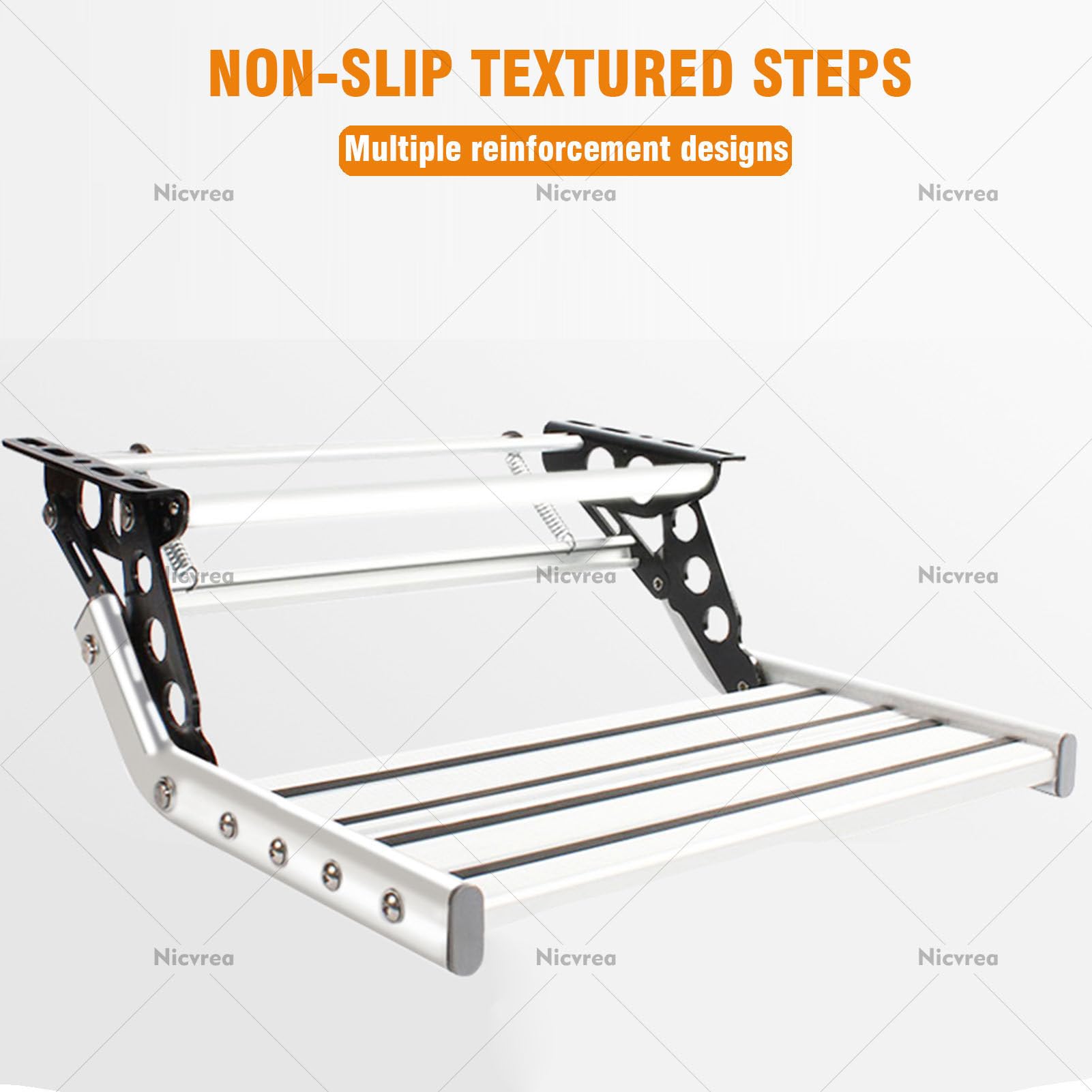 Escaleras retráctiles para caravana, escalón plegable de aluminio con diseño antideslizante, escalón extraíble para autocaravana, caravana, accesorio manual de 1 escalón