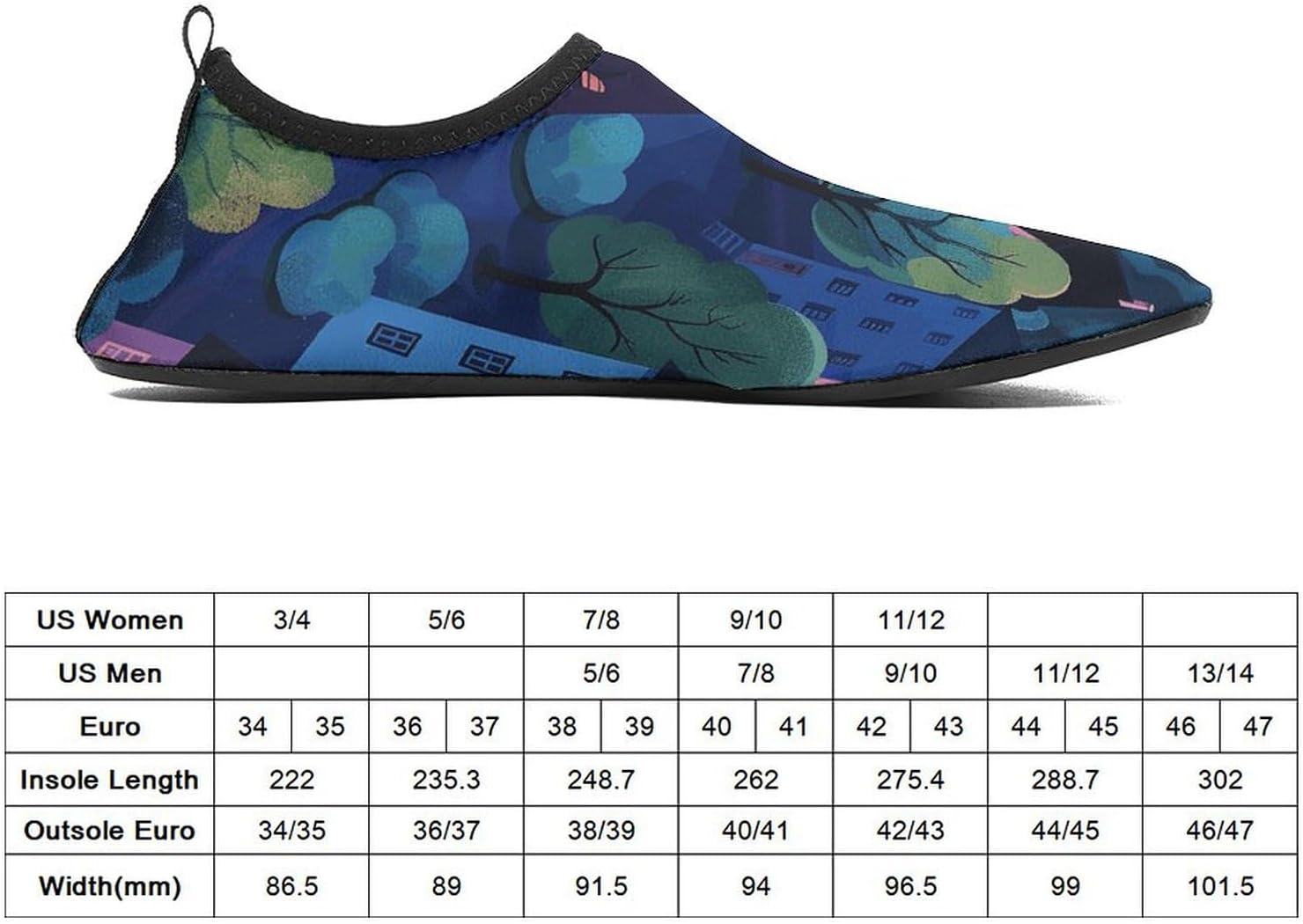 Water Shoes for Women Men Swim Beach Shoes Quick Dry Barefoot Aqua Shoes Trees and Buildings Sport Shoes Hiking Shoes 9/10women,7/8men