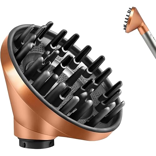 Large Diffuser Attachment for Dyson Airwrap, Converts to Hair Dryer for Faster Drying & Frizz Reduction, Heat-Resistant Nozzle for Curly Hair, Gold