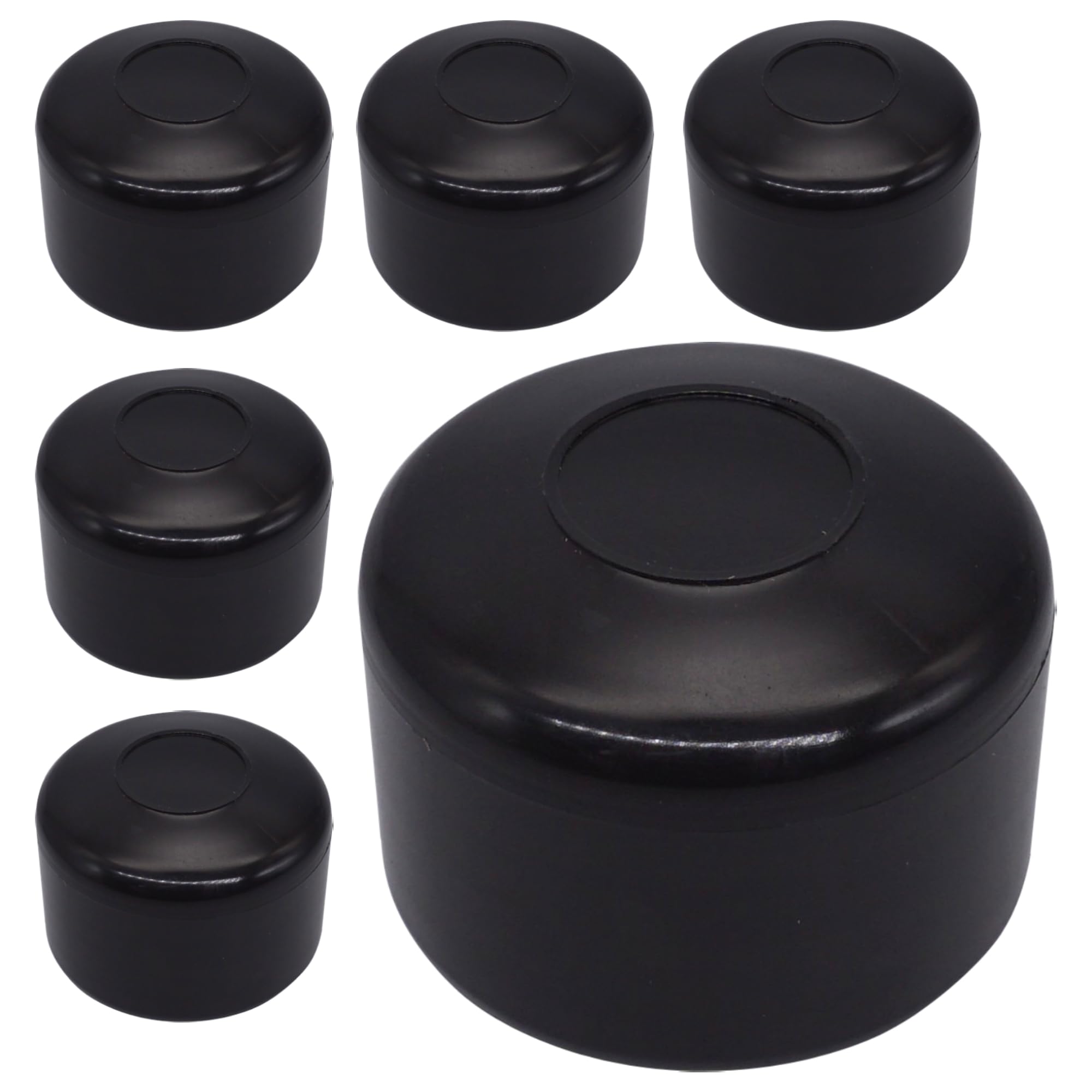 Skir'co Ral 9005 (6 Pcs) Fence Post Caps, Round 42 Mm Black Plastic Caps For Round Fence Posts, Fence Post Covers, Black Colour