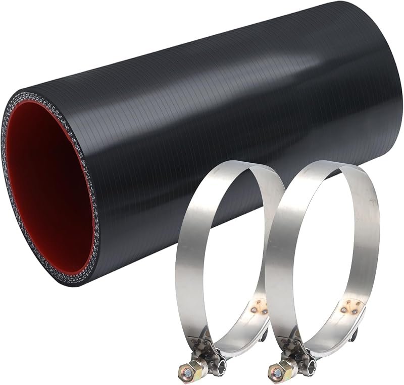 Mangueira Reta de Silicone MaySpare 4" de Diâmetro Interno para Turbo e Intercooler – 20,32 cm com 2 Abraçadeiras T-Bolt