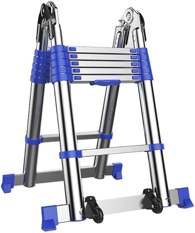 Telesladder Lightweight Aluminum A-Frame Extension Ladder Portable 330 lb Capacity Multi-Purpose with Support Bar 2.55m + 2.55m Ideal for Home & Outdoor Use