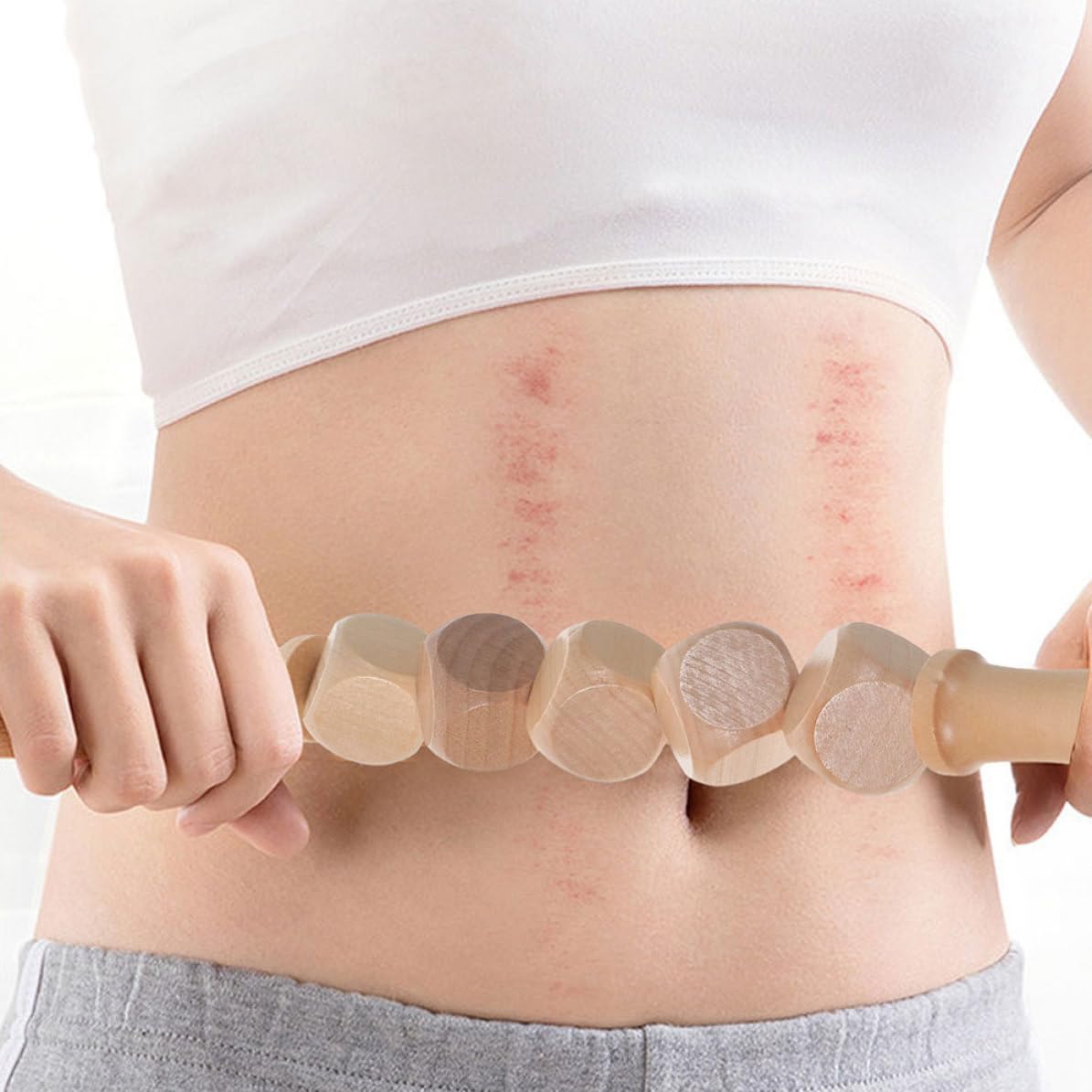 HEMOTON Juego de Herramientas de Masaje de Madera para Adultos, Incluye Rodillo y Tabla de Masaje Portátil, Diseño Único para Terapia y Relajación Corporal en Casa