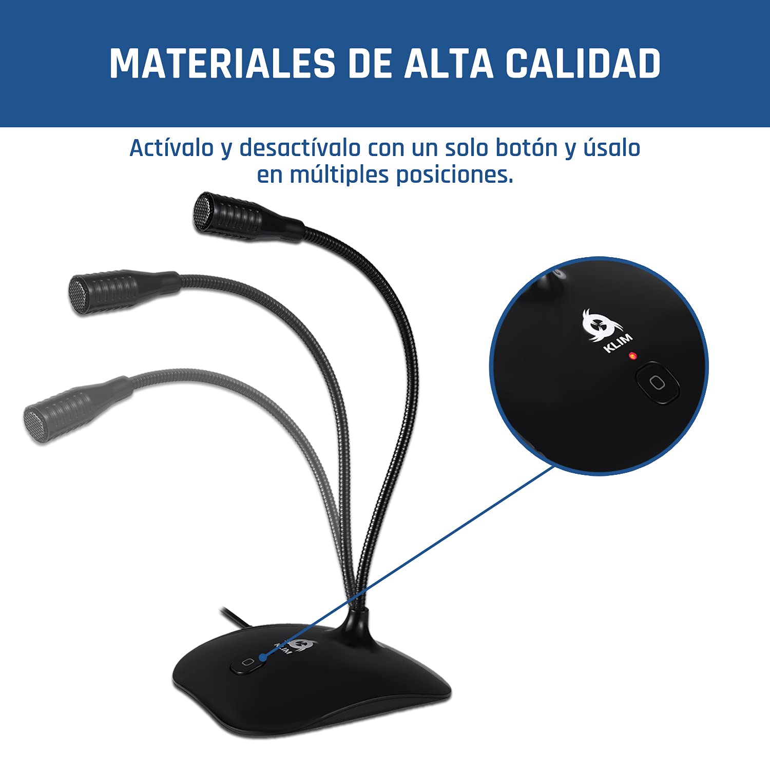 KLIM Talk - Micrófono USB para PC y Mac - Amplia Compatibilidad - con Botón Silencio - Micrófono de Grabación Profesional de Alta Definición - Nueva - Negro