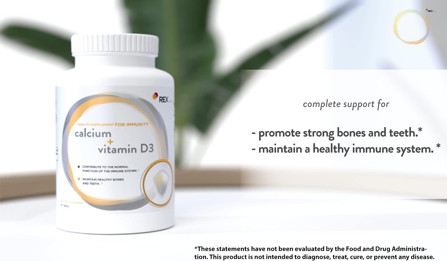 REX GENETICS Calcium Carbonate with Vitamin D PER 1 Tablet 60 Counts | Men & Women Health | Promotes Bone Health | Extra Strength |