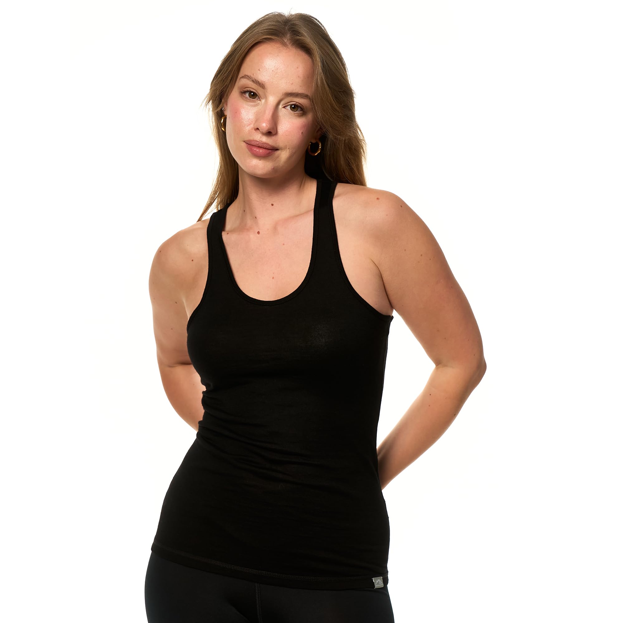 Merino.tech Women's Black Tank ’S Merino Wool Tank Top - Active Lightweight Undershirt Moisture Wicking Breathable Base Layer (Small, )