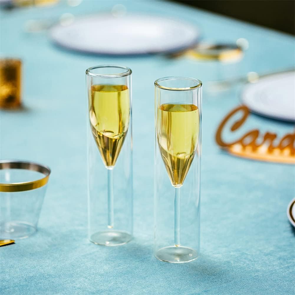 Crystal Wine Glasses - Insulated Champagne Flutes (Set of 4) -5