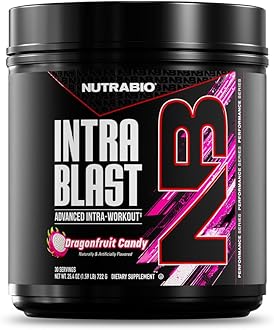 NutraBio Intra Blast Bcaa Powder Amino Acid Supplement, Electrolyte & Hydration Blend, Intra, Pre Workout & Muscle Recovery, 20g Eaa Amino Acids Powder, 5g Glutamine- Dragonfruit Candy, 30 Serving