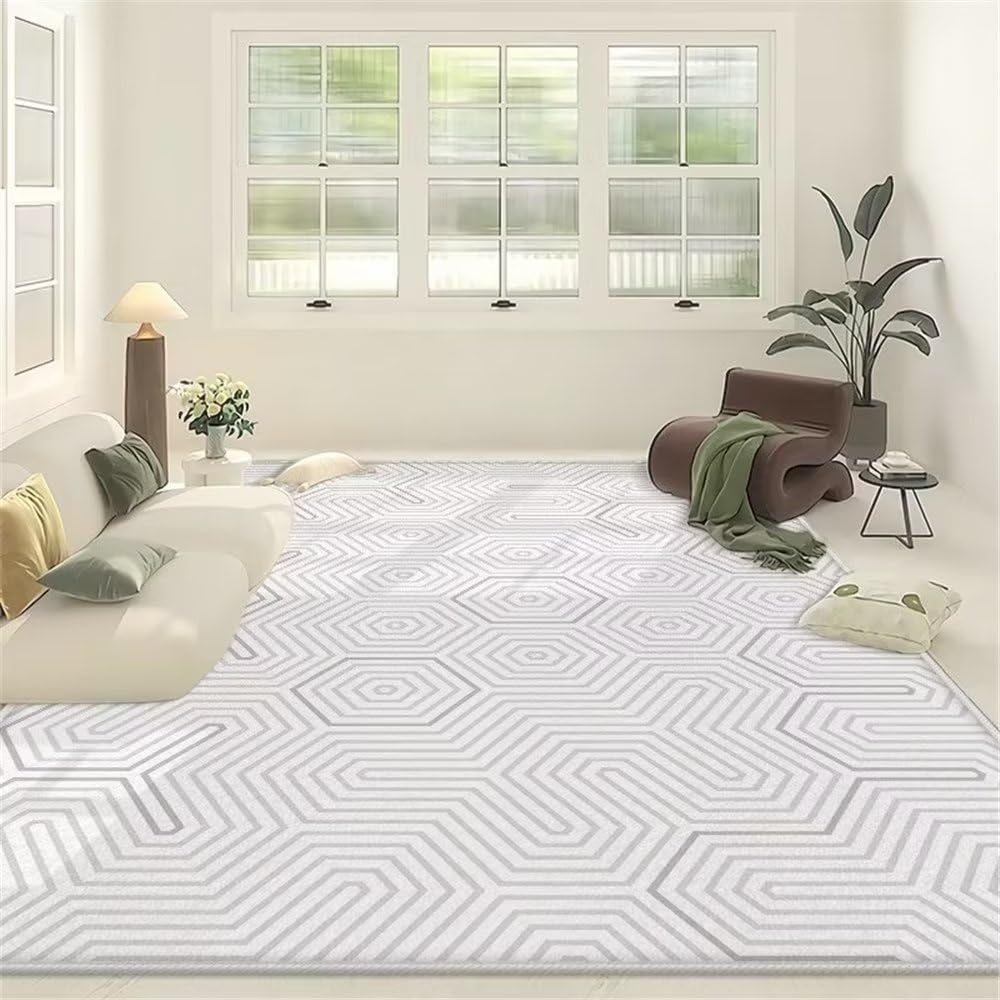 Tapis à fines rayures et motif géométrique grand format 200x280 cm