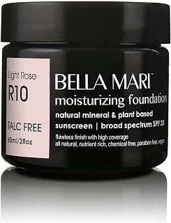 Bella Mari Natural Moisturizing Foundation, Light Rose (R10); 2floz PBA-Free Plastic