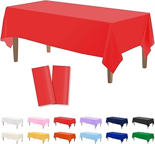 Kopokita 2PCS Red Plastic Tablecloths 54 x 108 Inch, Disposable Table Cloths Rectangle Party Table Covers