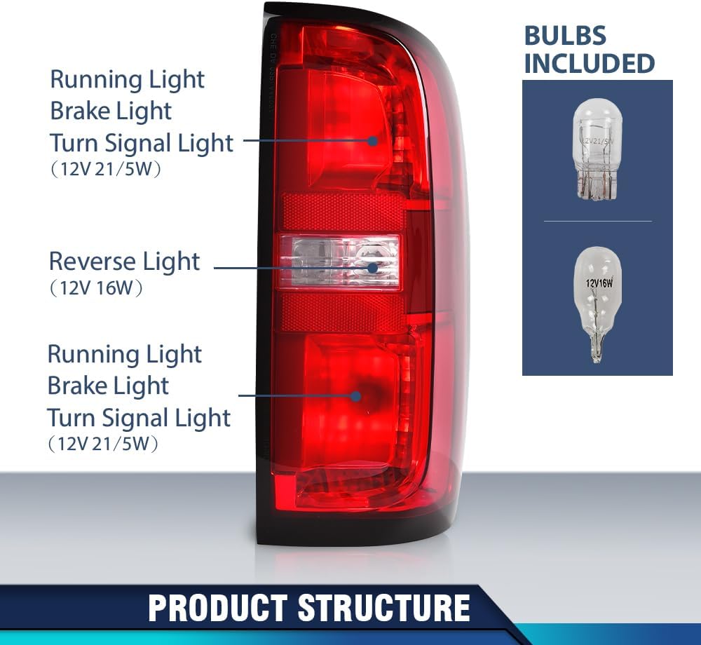 PIT66 Tail Light w/Bulbs Right Passenger Side Compatible with Chevy Colorado 2015-2022 Fit for 4-Door Crew Cab and 4-Door Extended Cab Only Rear Lights Lamp Assembly Luz Trasera