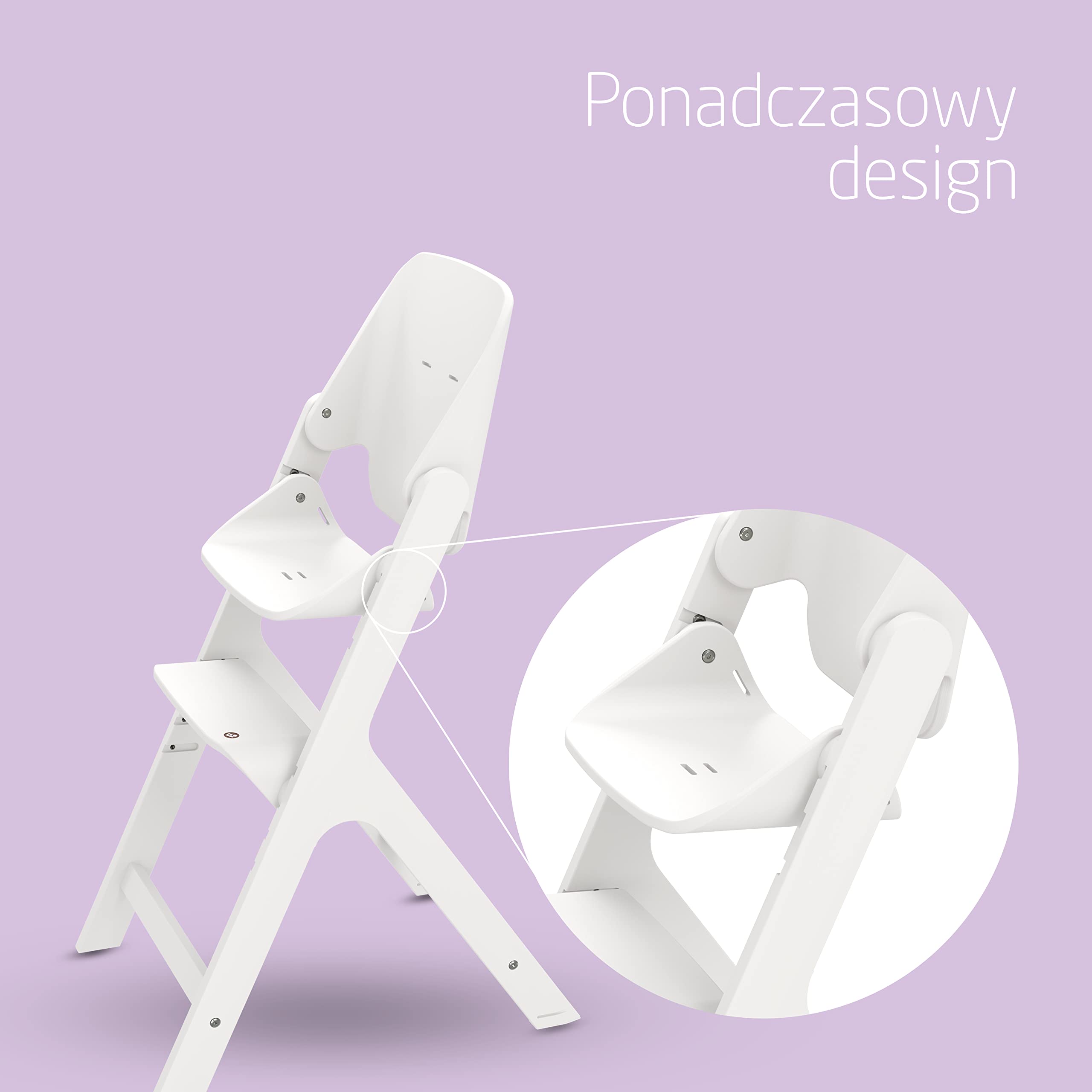 Maxi-Cosi Nesta, wysokie krzesełko dla niemowląt, wysokie krzesełko z drewna, odchylane wysokie krzesełko, rośnie z dzieckiem i służy do 99 lat, White naturalne materiały