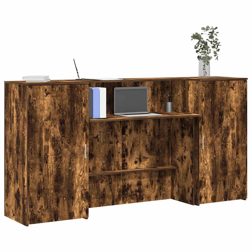 Banco di reception per affumicatura, 200 x 50 x 103,5 cm, robusto materiale in legno per ufficio e casa, scrivania versatile con spazio di archiviazione