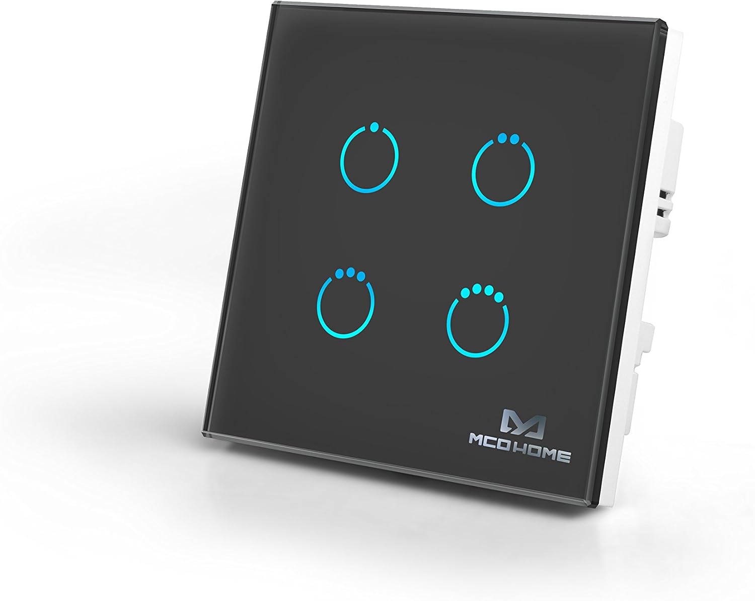 MCO Home Z-Wave Glass Touch Panel Switch, 4 relays, MH-S314, Black
