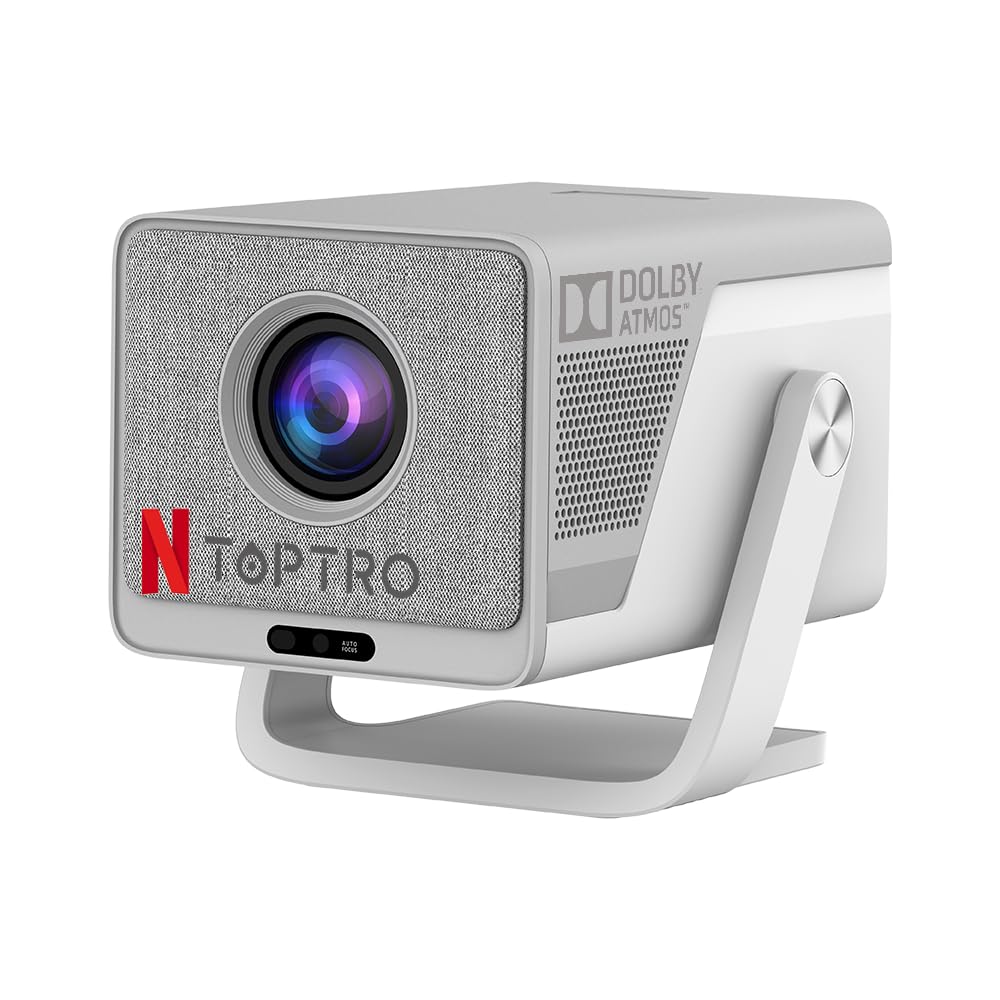 Dol-by Atmos, Net - Flix Certified TOPTRO Hyper Smart Projector 4K Ultra HD HDR10 Support 20000 Lumens Bright Dol-by 5.1 Support,1080p Native, Fully Automatic, HDMI ARC, YouTube, HOT*, Prime Apps