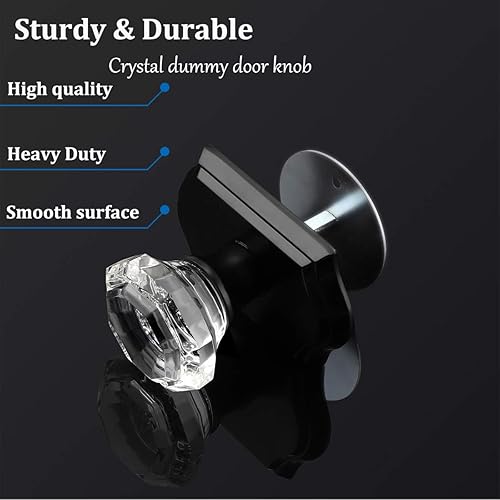 Miniatura 2 de Gobrico Paquete de 2 pomos de puerta falsos, pomos de puerta de cristal transparente en forma de octágono con roseta arqueada, manija de puerta