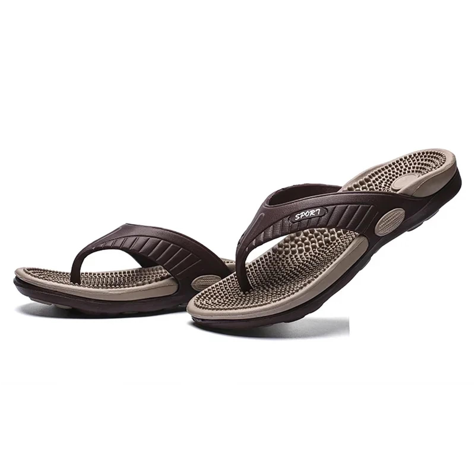 Männer Massage Flip Flops EVA Hausschuhe Sommer Atmungsaktive Strandschuhe Sandalen Plus Große Größe Slipper(Red,42)