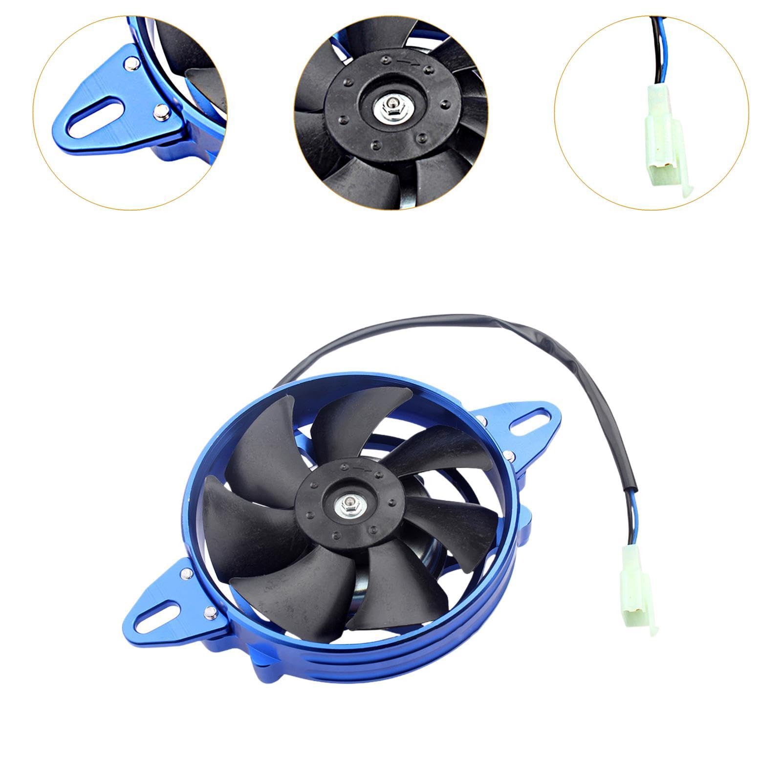 Oshhni Ventola termica di raffreddamento elettrica Ventola del radiatore Leggera e robusta Lega di alluminio da 4 pollici per UTV da 125, Blu