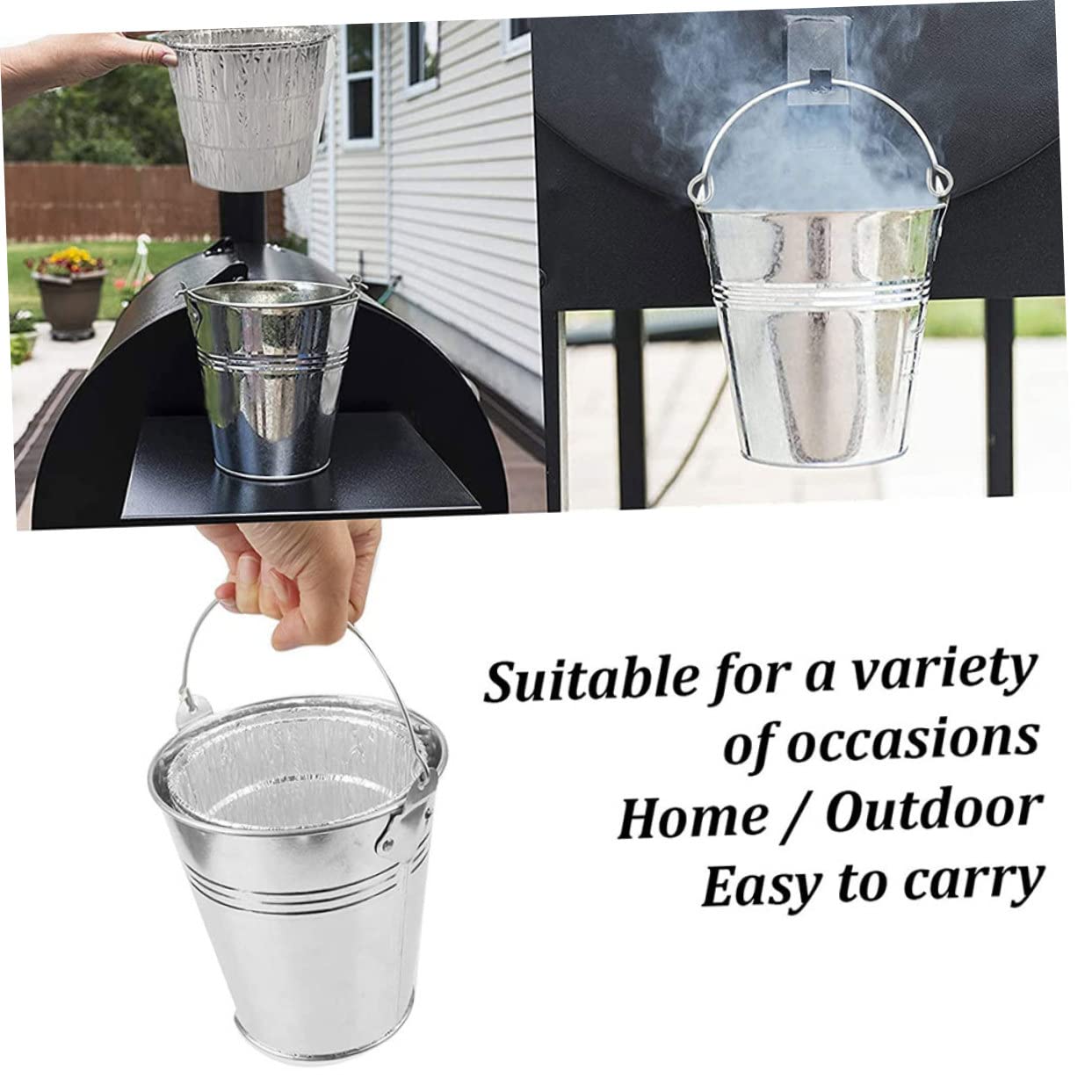 VICASKY Secchio Raccogli Grasso Portatile per Barbecue con 10 Rivestimenti