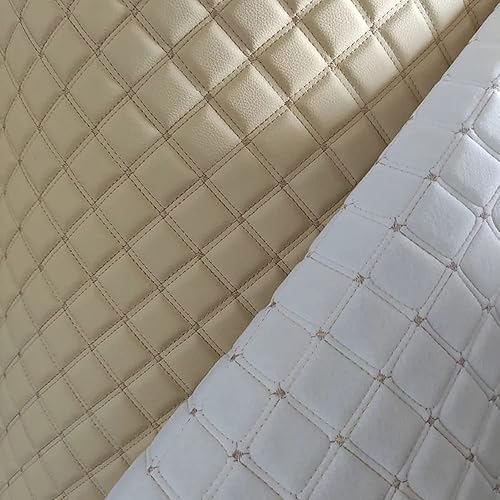 Tela de vinilo de piel sintética con respaldo de espuma acolchada de 2 x 3 hilos de diamante para tapicería automotriz, muebles, proyectos de
