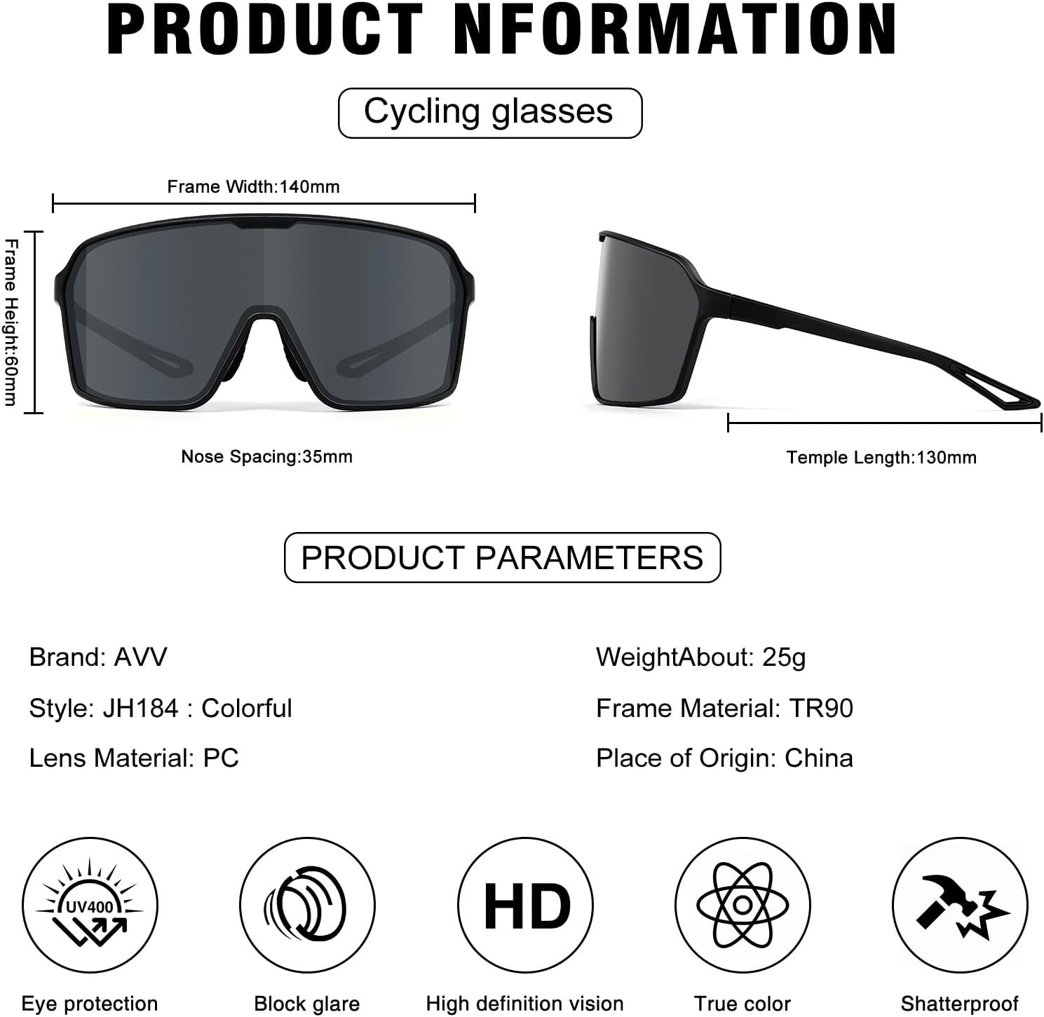 AVV Polarized Sunglasses Cycling Glasses Sports Sunglasses for Men Women image 3