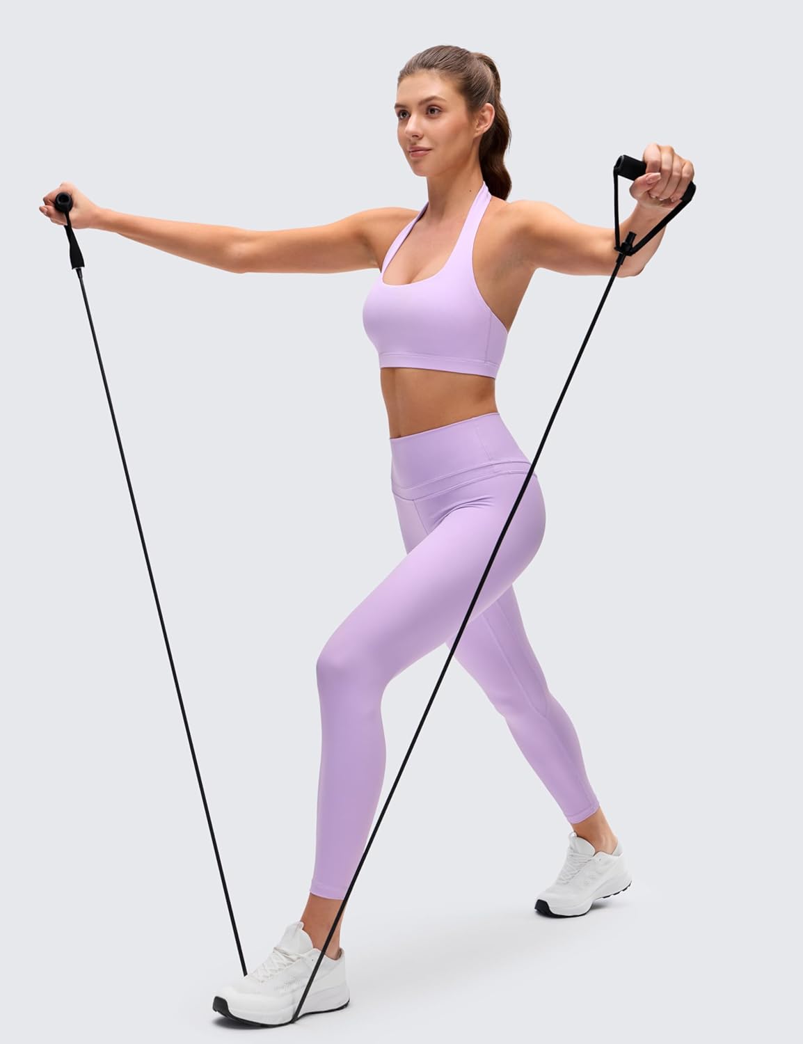 CRZ YOGA Butterluxe Halter Sports Bras for Women - Scoop Neck Padded Open Back Yoga Crop Gym Tops Low Impact - Image 3