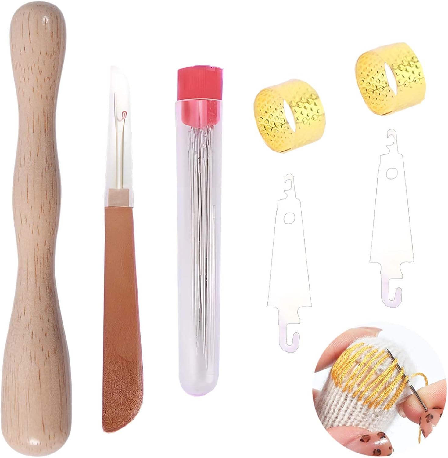 Glove Darner and Sock Darning Tool Kit - Wooden Manual Mending Set for DIY Sewing Crafts, Clothes Repair, and Patchmaking