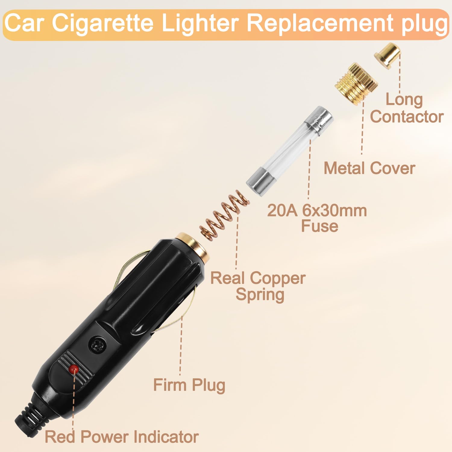Amazon.com: HATMINI 3PCS 12V Cigarette Lighter Male Plug,20A Aux Socket  Plug Cigarette Lighter Plug Replacement,12V/24V Bakelite Cigarette Lighter  Plug : Automotive