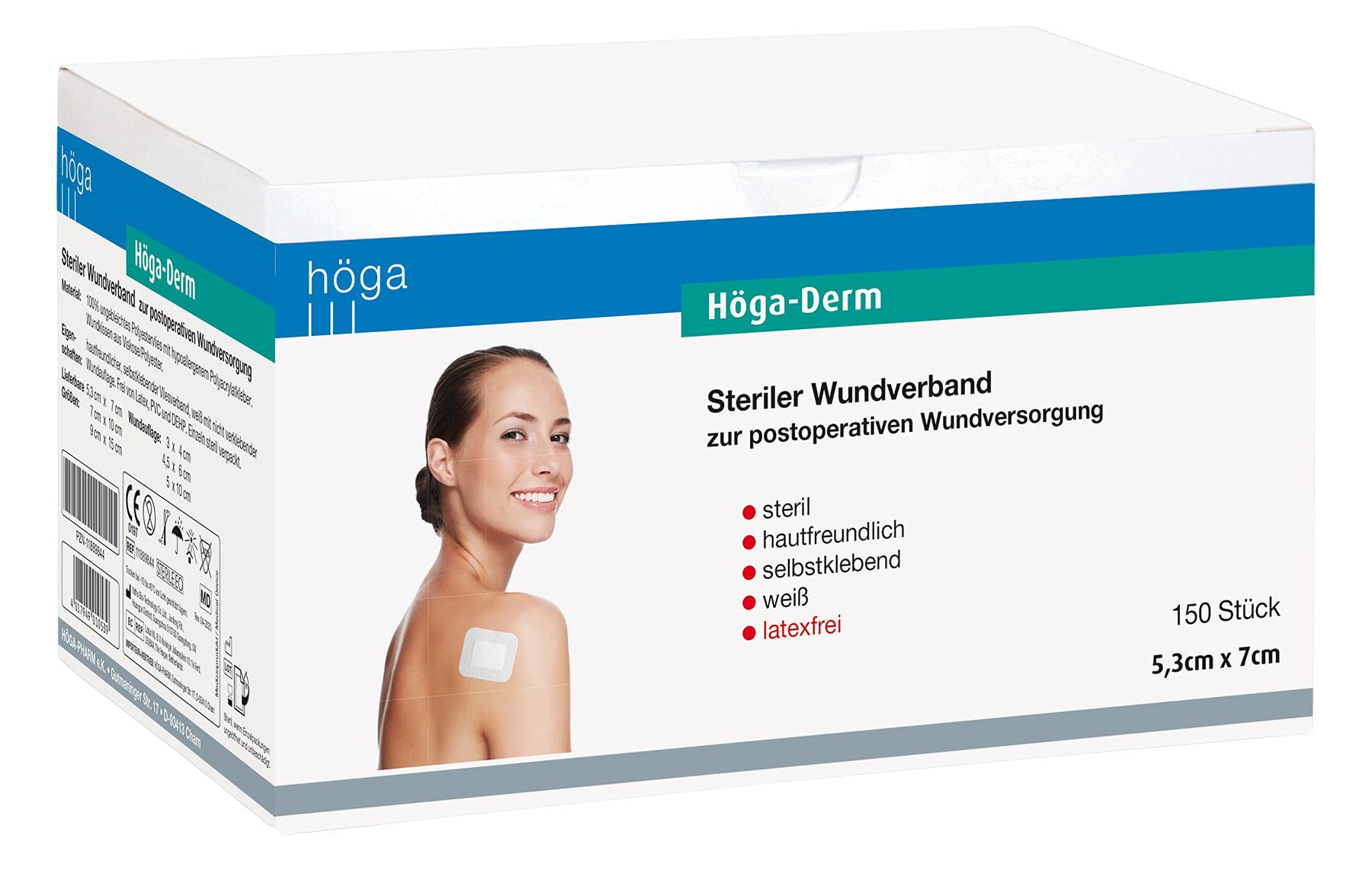Höga-Derm steriler Wundverband, hypoallergen - 53 x 70 mm, á 150 Stück