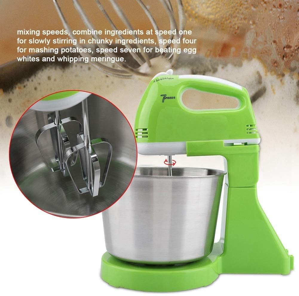 Frullatore elettrico per alimenti, sbattitore per alimenti portatile, 150 W, 2 l, 7 velocità, supporto regolabile, frusta con 2 fruste, 2 ganci per impastare, per la cottura in cucina, torte, uov