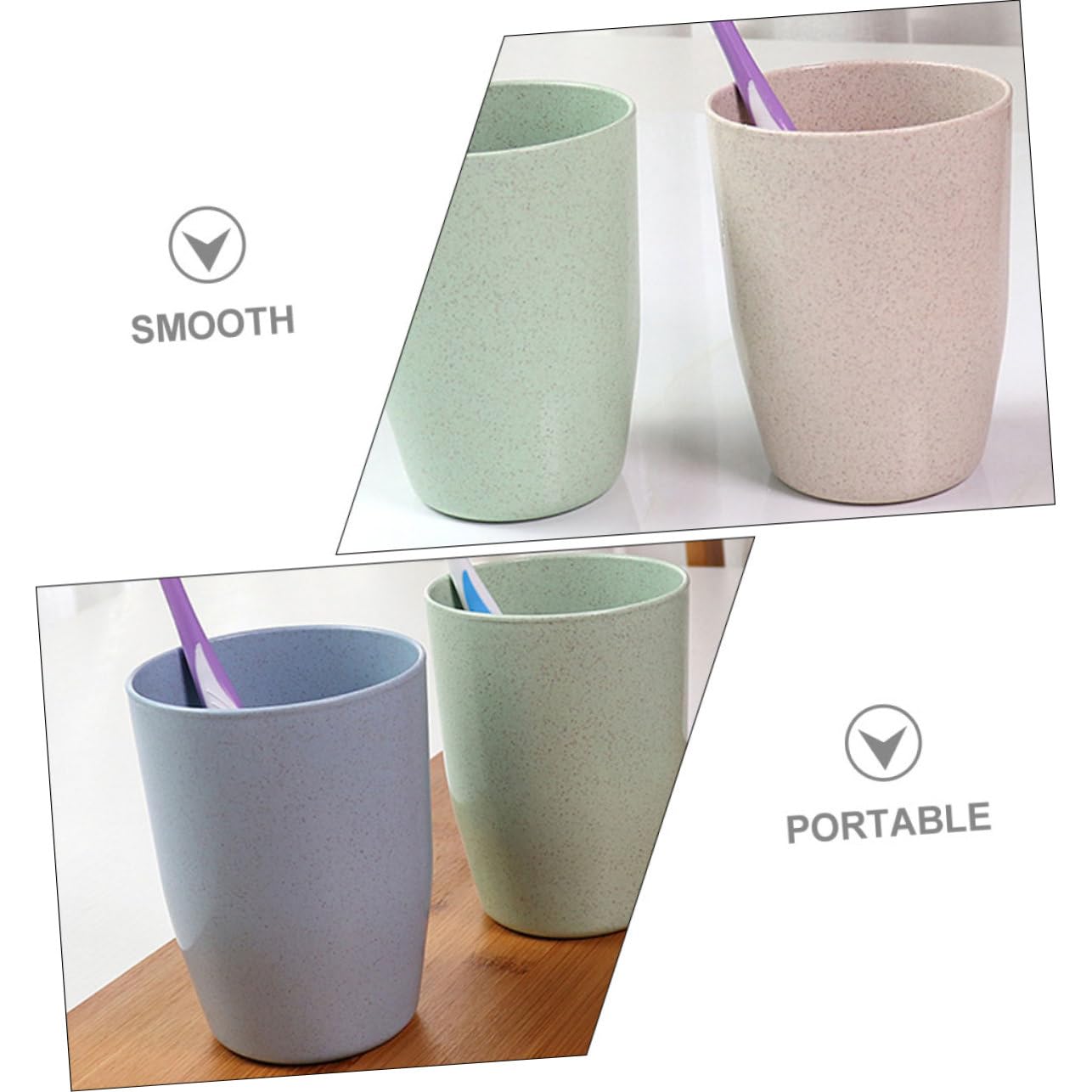 BRIGHTFUFU Wheat Straw Toothbrush Cup Holder Boys and Girls Mouthwash Cup Reusable Bathroom