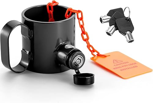 BOYISEN Candado para perno de arrastre de acero sólido para quinta rueda a prueba de robos para vehículos recreativos, remolques contenedores y Negro