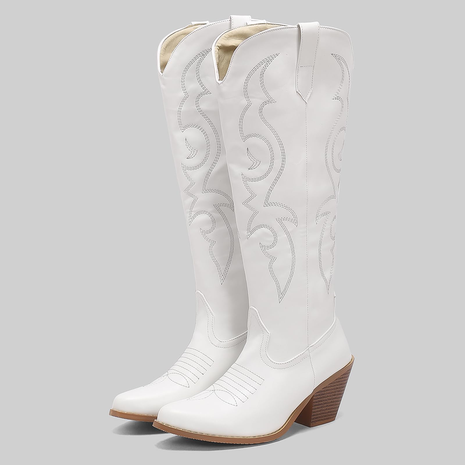 Gicoiz Mujer Exterior Knee High Clásica Botas de Vaquero Embroidery