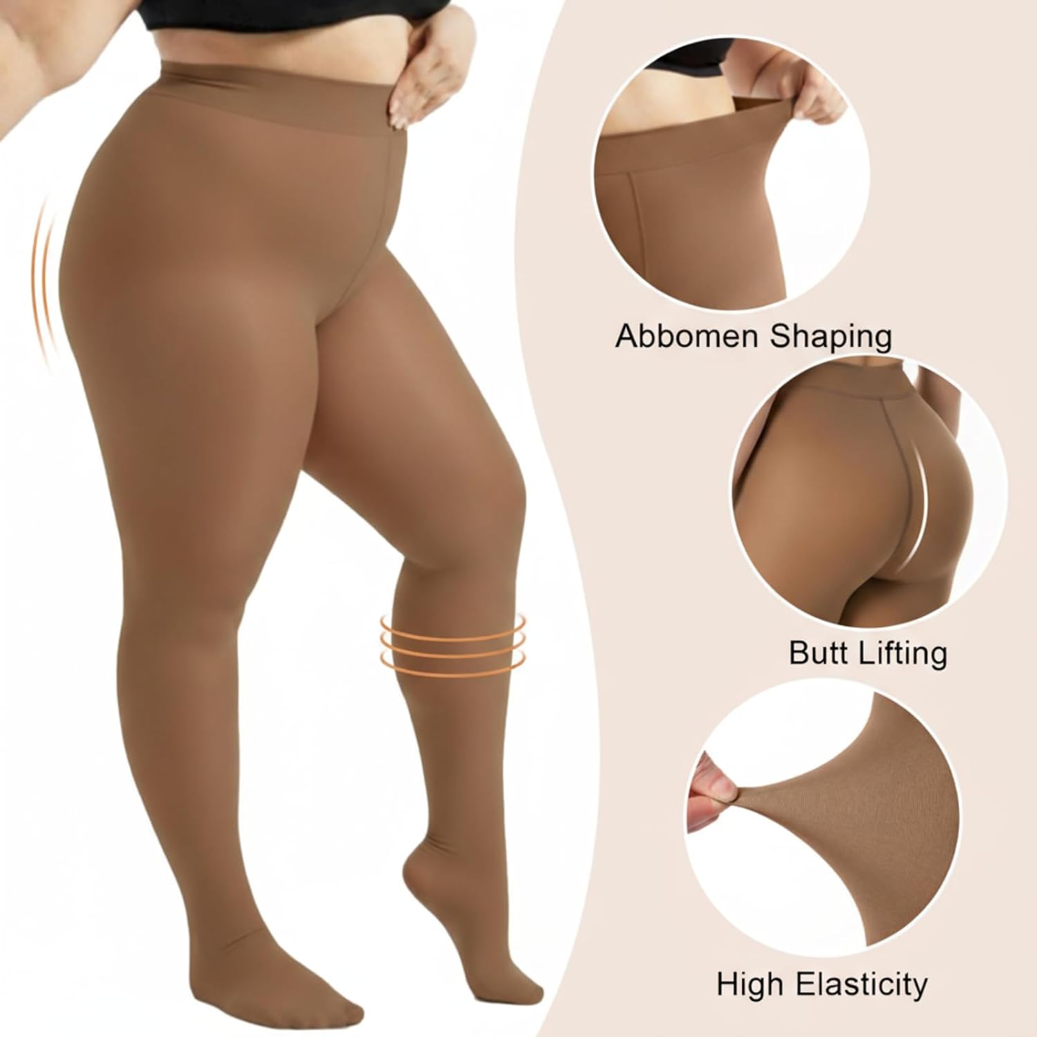 Plus Size Fleece Lined Tights Sheer for Women Fake Translucent Winter Warm Pantyhose Leggings Thick Thermal Tights - Image 5