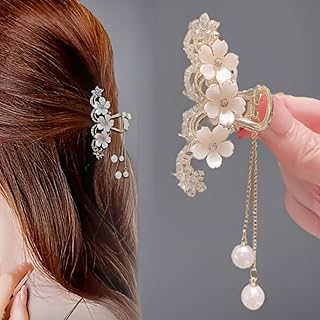 Elegant Faux Pearl & Rhinestone Tassel Hair Clip - Chic Metal Hair Accessory for Sophisticated Styling