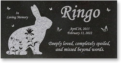 Miniatura 6 de Lápida de conejo  Piedra conmemorativa de conejo de granito personalizada  Piedra conmemorativa del recuerdo  Piedra de granito negro  6 x 12 x 38