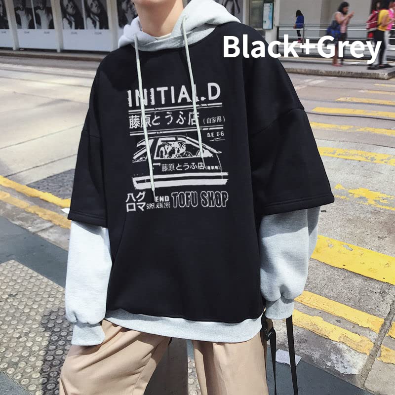Emo Streetwear Vintage Black Hoodie Japanese Letter Print Men Oversize Hoodie Punk Patchwork Pullover Grunge Clothes2